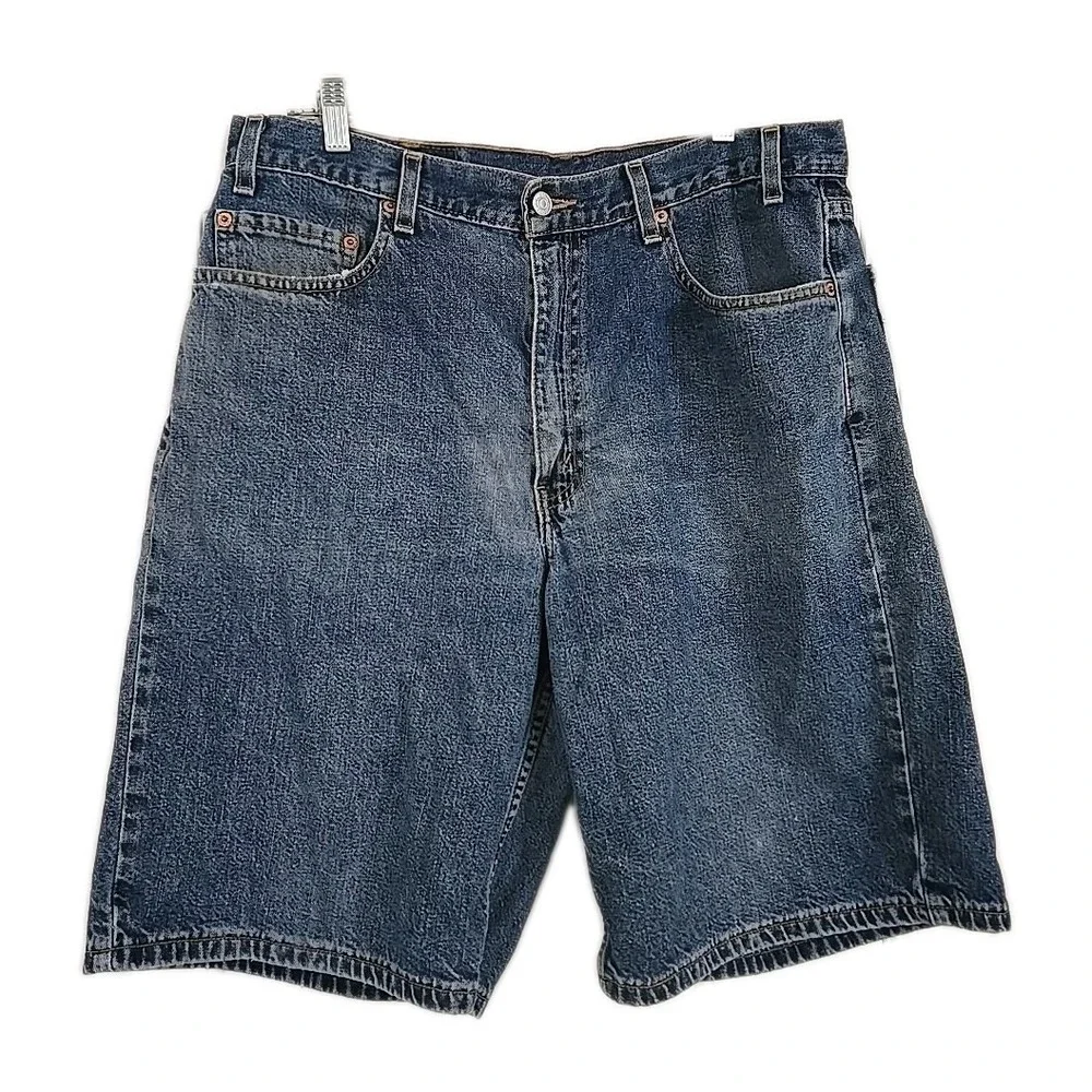 Levi's 550‎ Men's Blue Denim Shorts Distressed Relaxed Fit Size 36